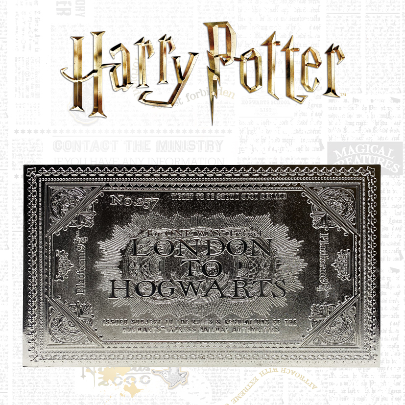 Harry Potter: Hogwarts Express Train Ticket (Silver Plated) - Metal Replica image