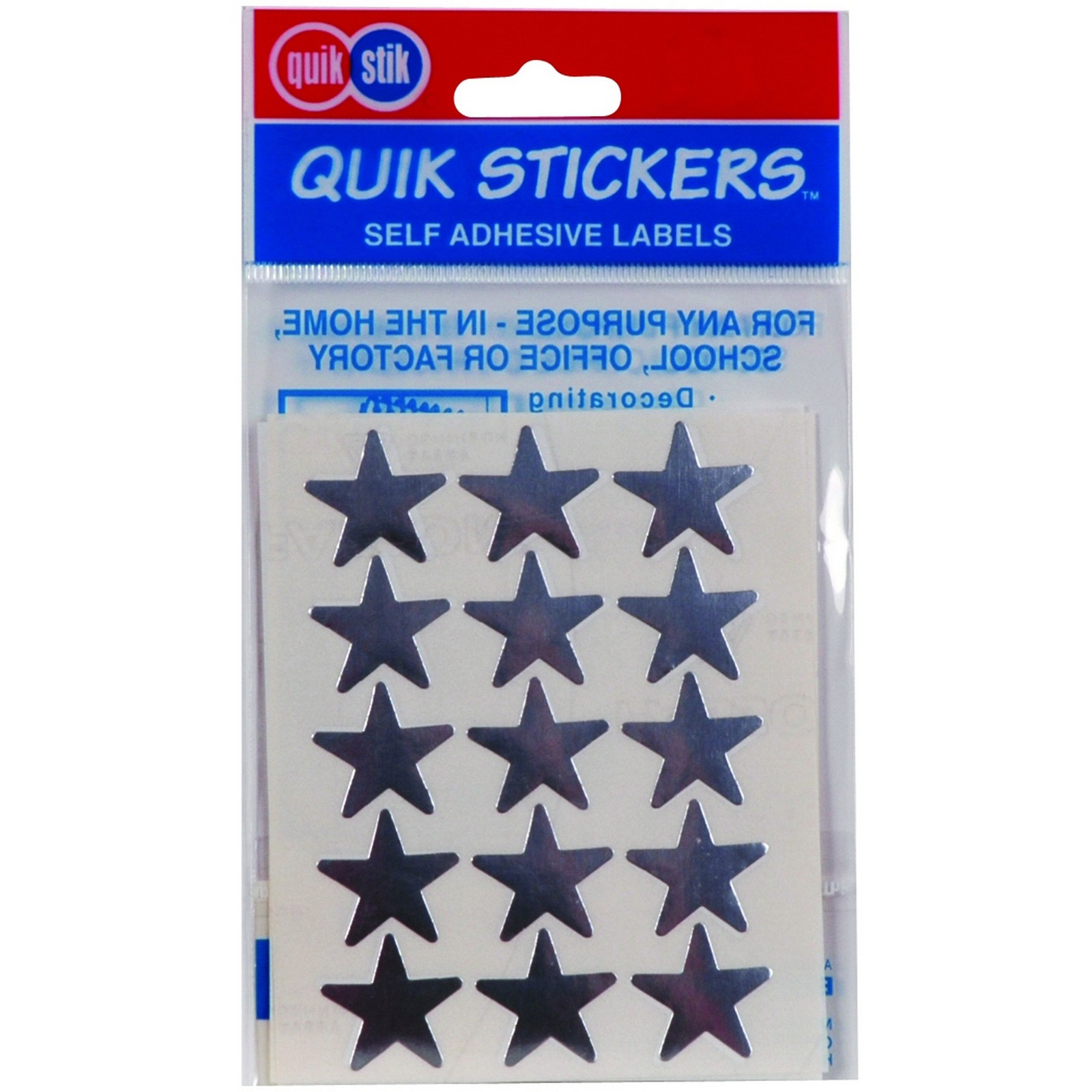 Quik Stik Labels Flat Pack Silver Star Large Pkt60 image