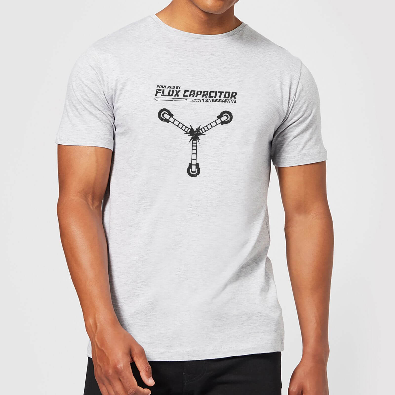 Back to the Future: Powered By Flux Capacitor T-Shirt - Grey/Medium