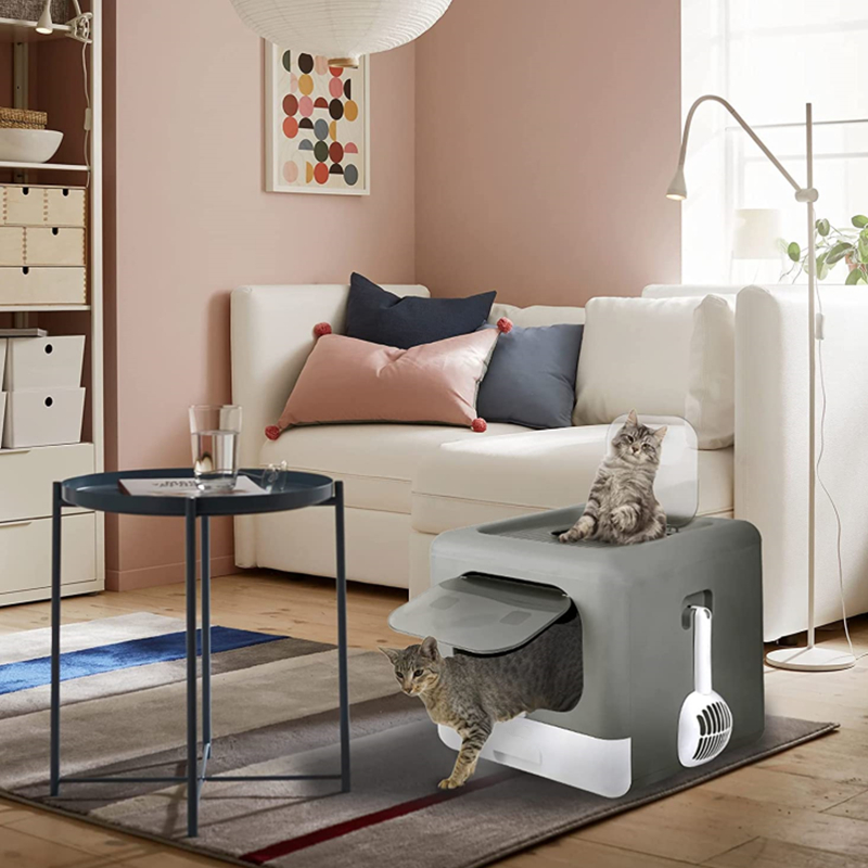 Buy Enclosed Cat Litter Box Grey at Mighty Ape NZ