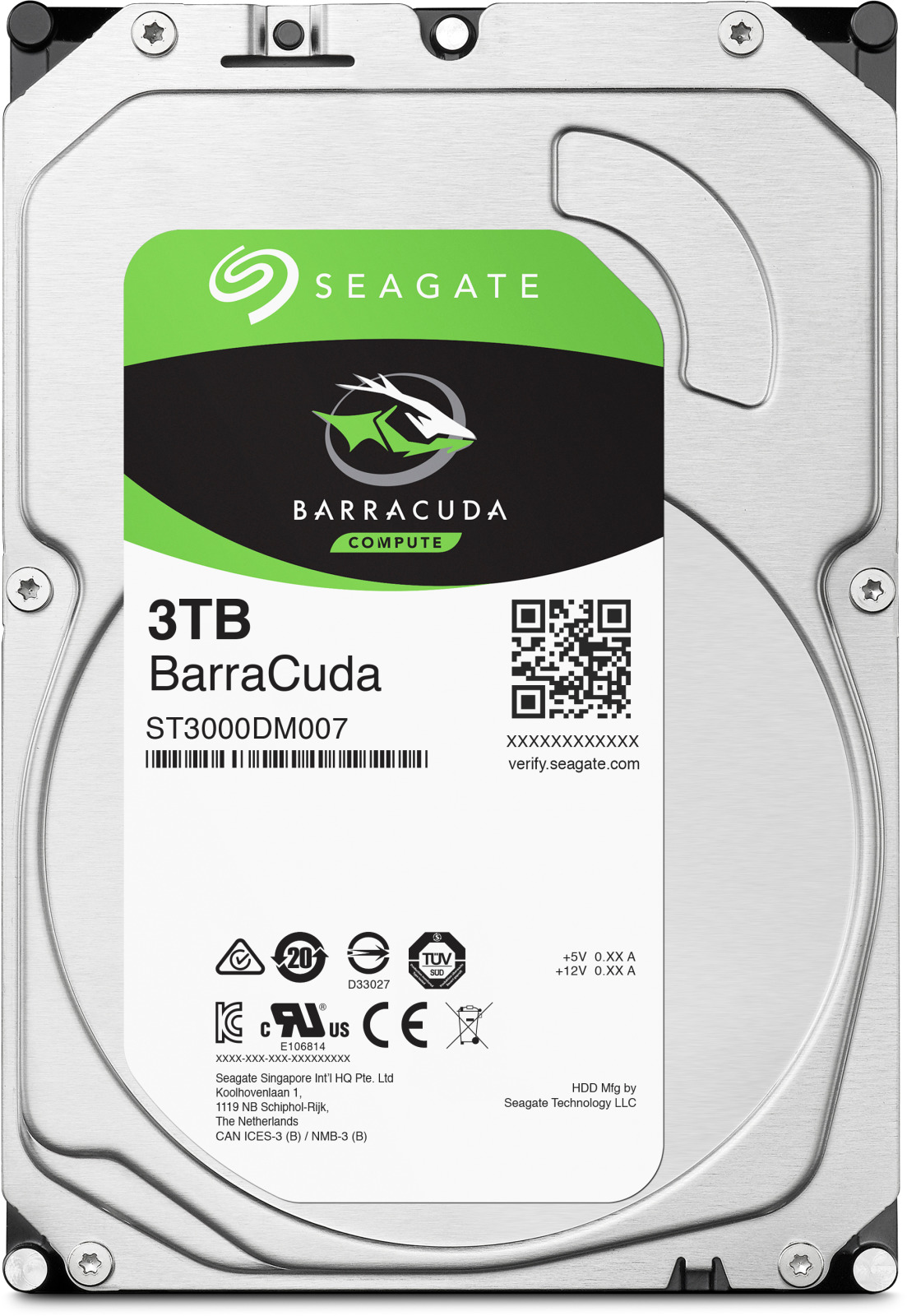 3TB Seagate BarraCuda 3.5" 5400RPM SATA HDD image