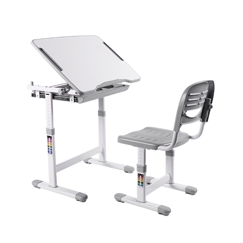 Brateck: Kids Height Adjustable Desk & Chair Set- Grey