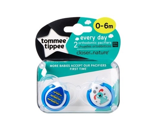 Closer to Nature Any Time Soother 0-6 Months (Blue Dog) - 2 Pack