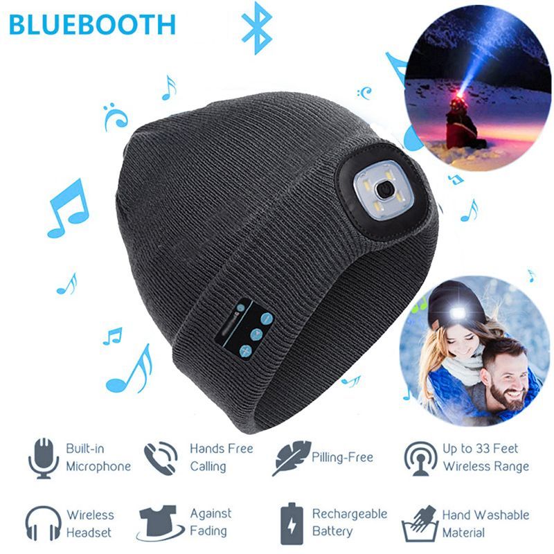 Bluetooth 5.0 LED Stereo Hat - Battleship Grey