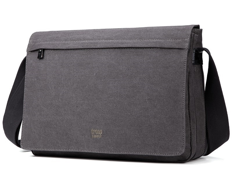 Troop London: Classic Flap-Front Messenger Large - Charcoal