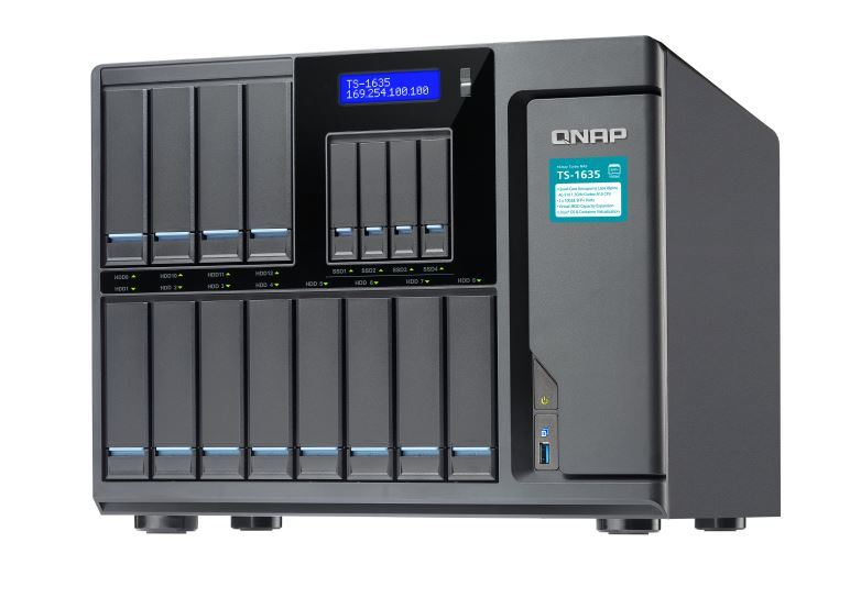 QNAP TS-1635-8G NAS,12+4 BAY(NO DISK),8GB,ARM CORTEX-A15,GbE(2),10GbE SFP+(2),USB,TWR,2YR