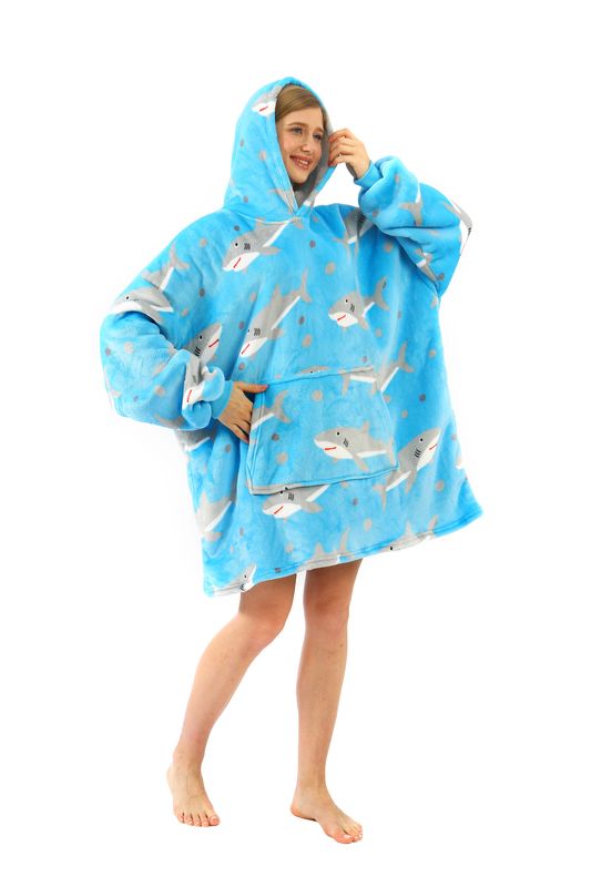 Printed Cuddle Hoodie Blanket Shark at Mighty Ape NZ