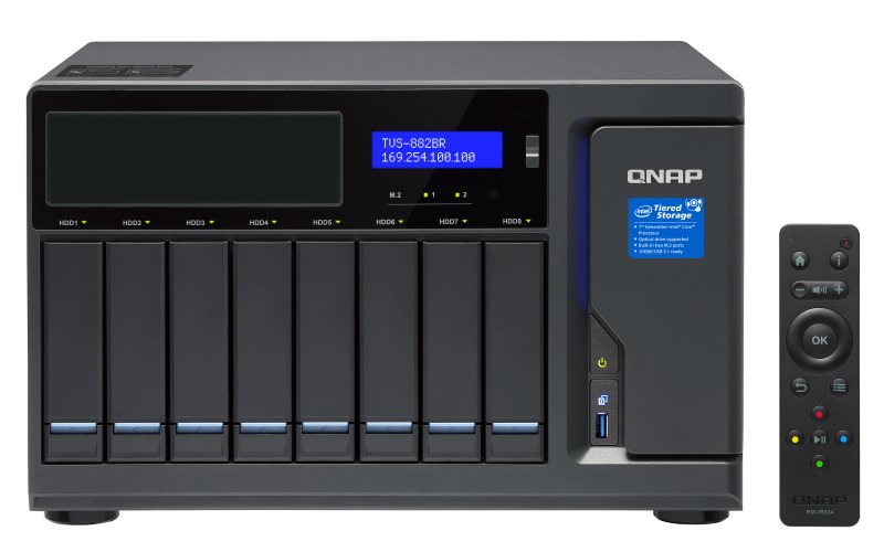 QNAP TVS-882BR-I7-32G, 8BAY NAS(NO DISK),16G,I7-7700,USB,ODD(0/1),GbE(4),M.2(2)TWR,2YR