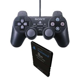 Sony Playstation 2 Double Pack - Dual Shock 2 (Black) Controller + Memory Card for PS2 image