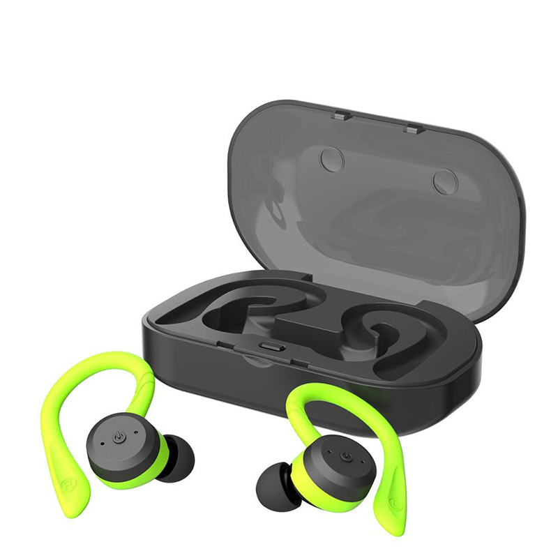 True Wireless Sports Earbuds with Charging Case Neon Green at
