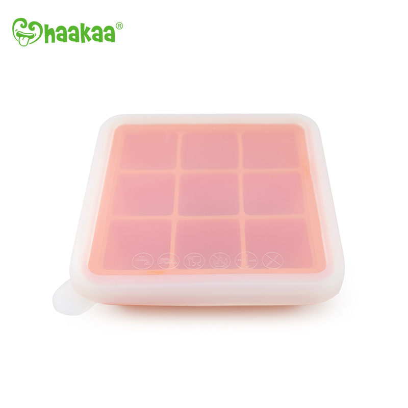 Haakaa: Silicone Baby Food Freezer Tray 9 with Lid - Orange image