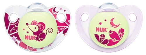 NUK: Glow in the Dark Soother - 6-18 Months (2 Pack) - Pink image