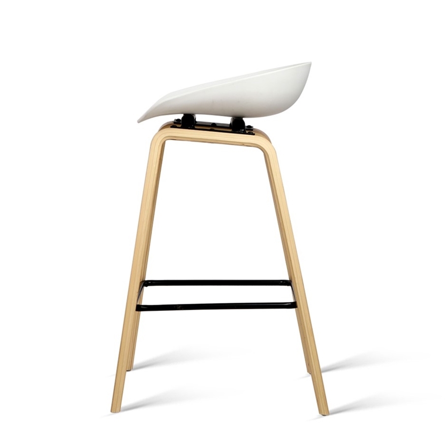 Buy Modern Bar Stool with Wooden Legs (2/Pack) White at Mighty Ape NZ