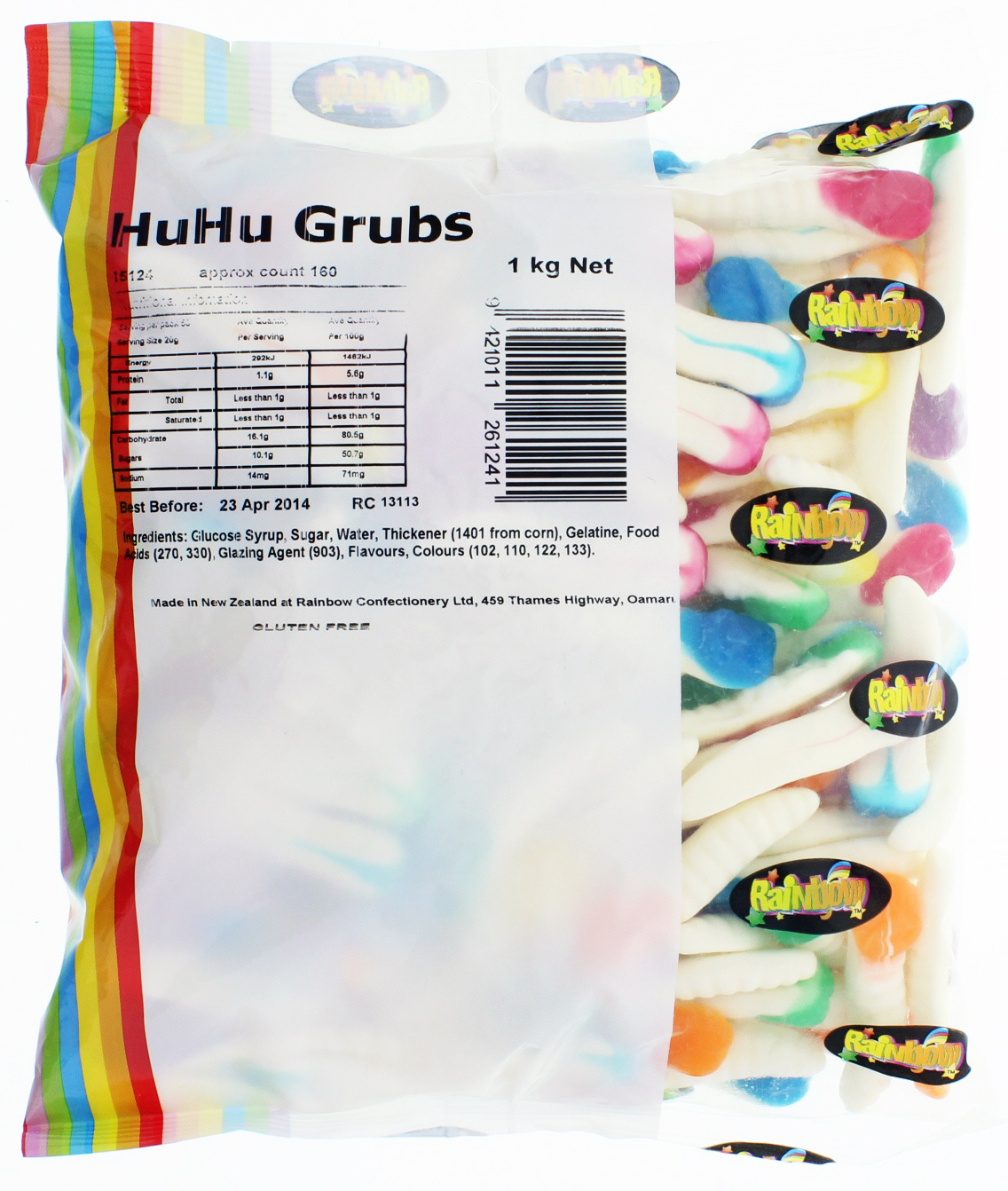 Huhu Grubs Lollies 1kg - Rainbow Confectionery image