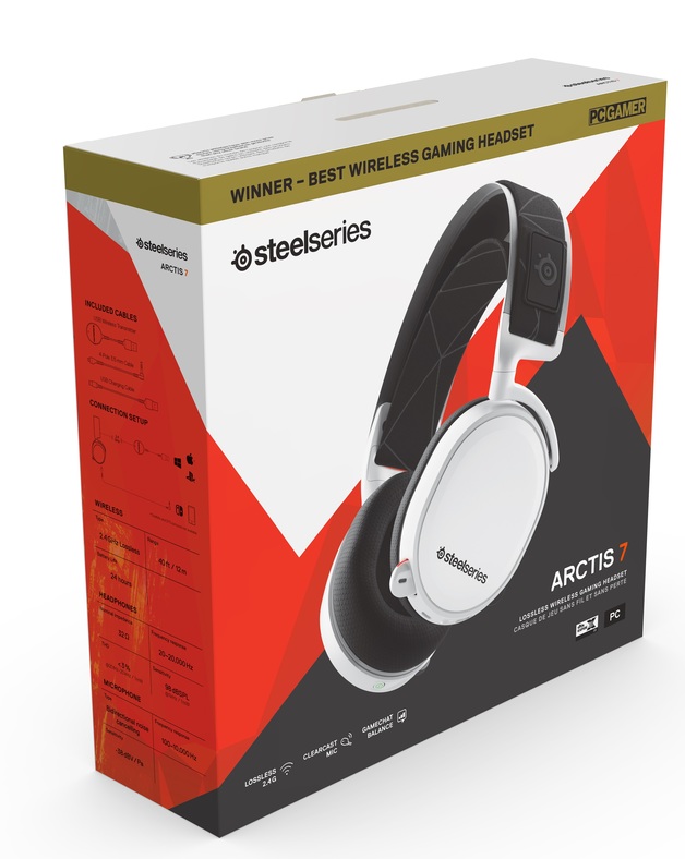 SteelSeries Arctis 7 Wireless Gaming Headset (White) on PC, PS4, Xbox One