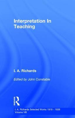 Interpretation In Teaching V 8 on Hardback by John Constable