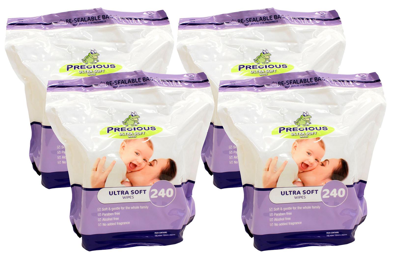 Precious - Ultra Soft Wipes (240 Wipes, Carton 4)