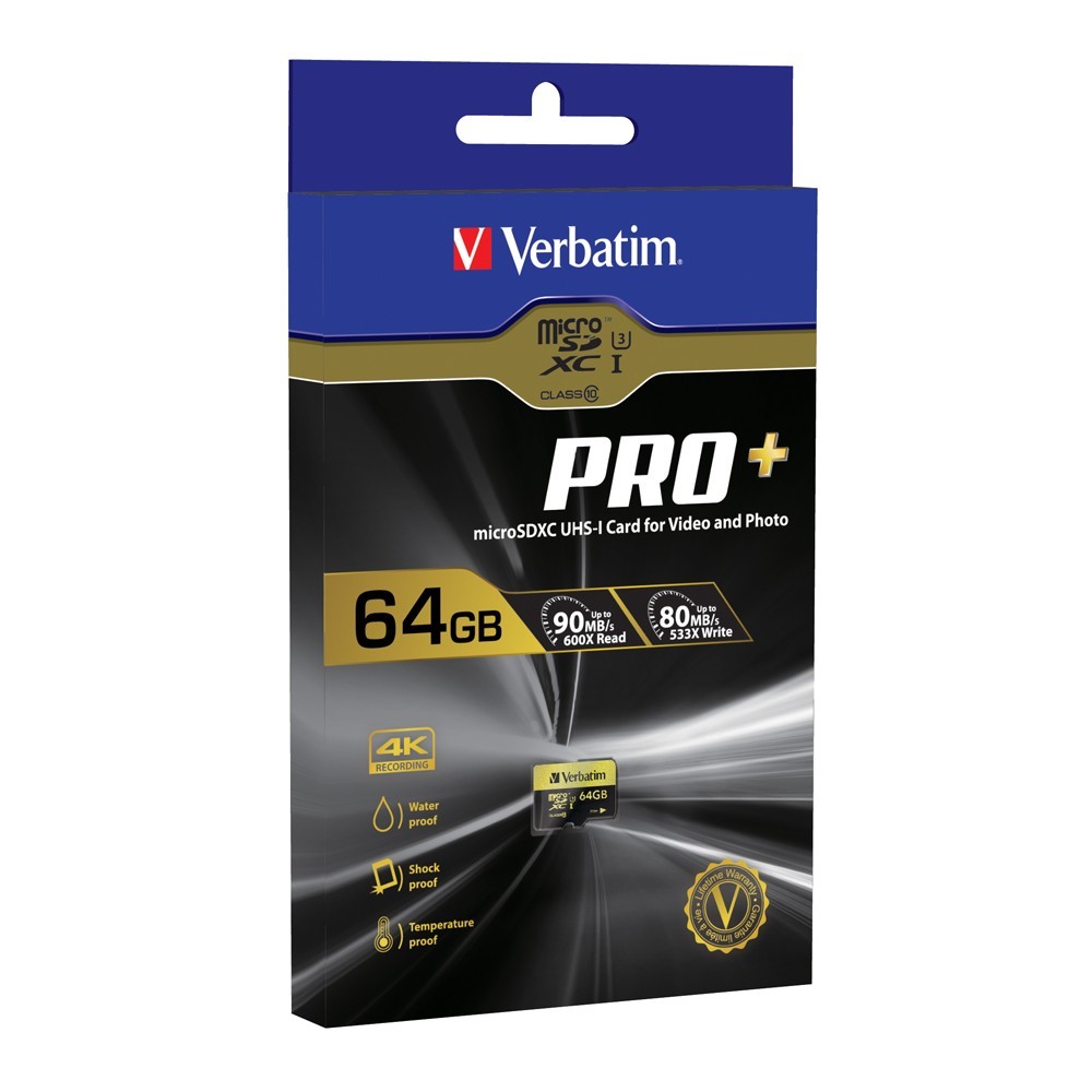 Verbatim Pro+ Micro SDXC Card - 64GB (UHS-I Class 10) image