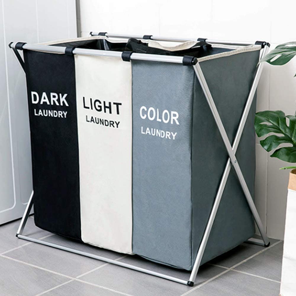 Triple Folding Fabric Laundry Basket image