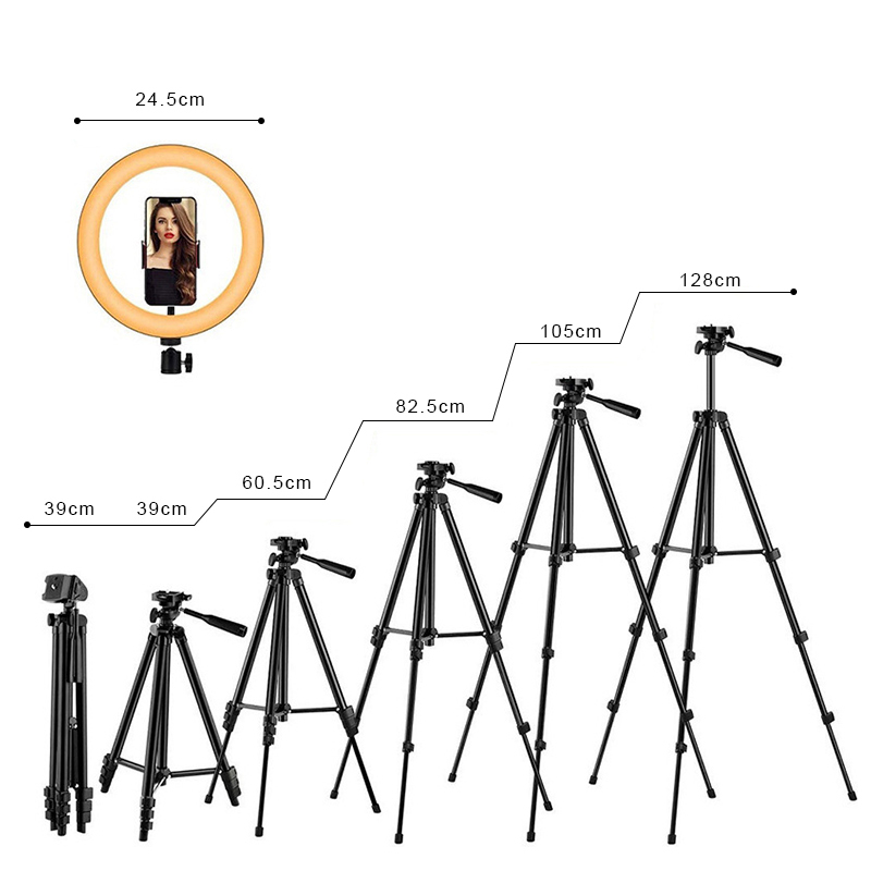 Selfie Ring 25cm Light & Extendable Tripod Stand image