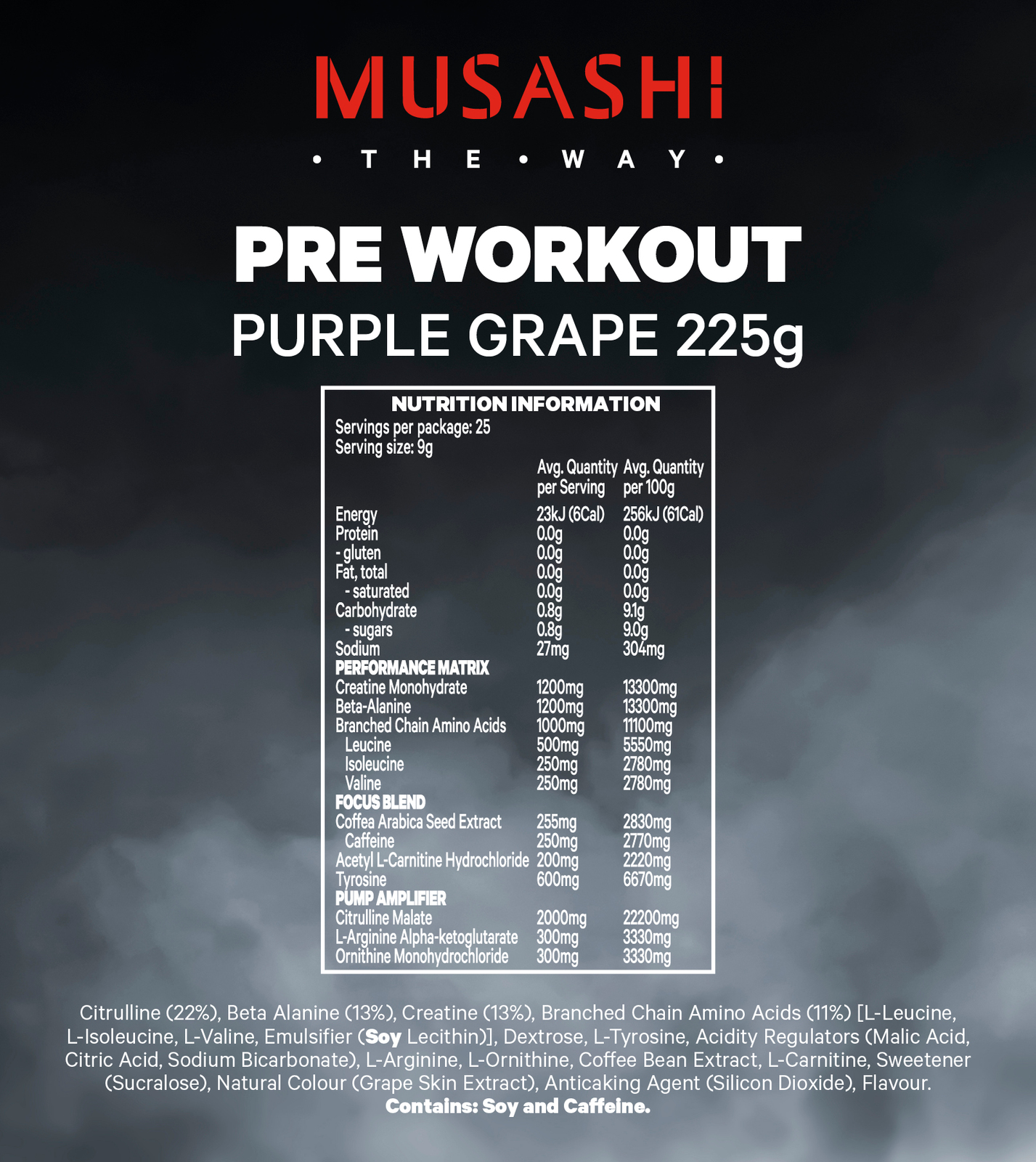 Musashi Pre-Workout - Purple Grape (225g) image