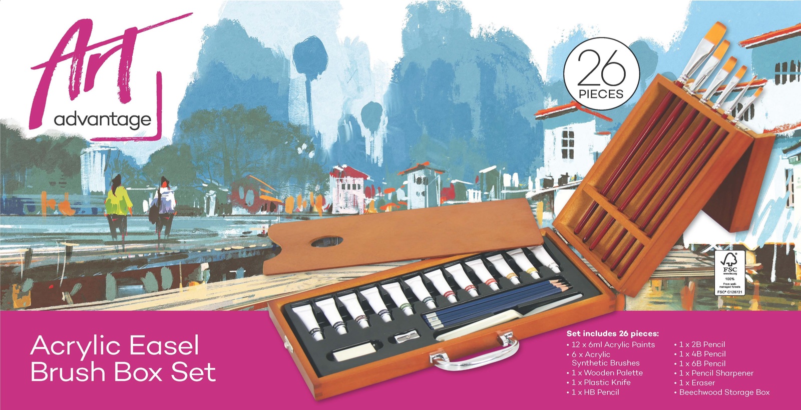 Art Advantage: Brush Easel Box Acrylic - 26 Piece image