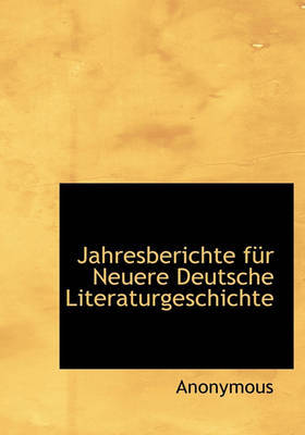 Jahresberichte Fr Neuere Deutsche Literaturgeschichte by * Anonymous image