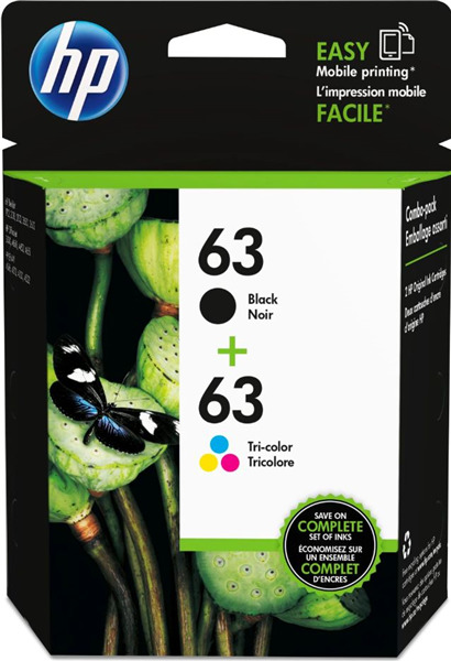 HP 63 Photo Value Ink Catridge Combo Pack- Black/Tri Colour