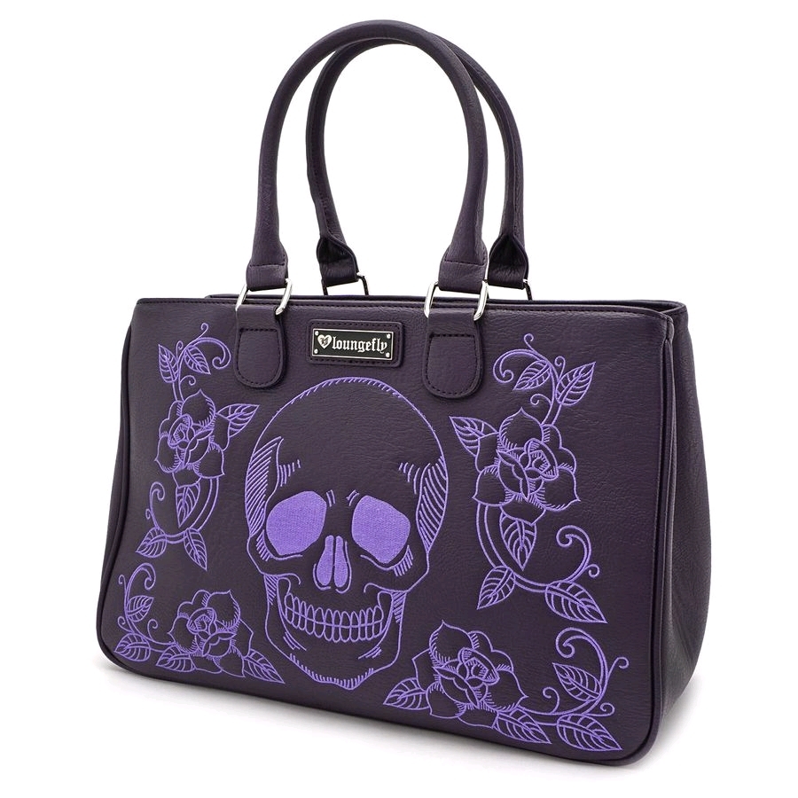 Loungefly: Floral Skull Double Handle Bag