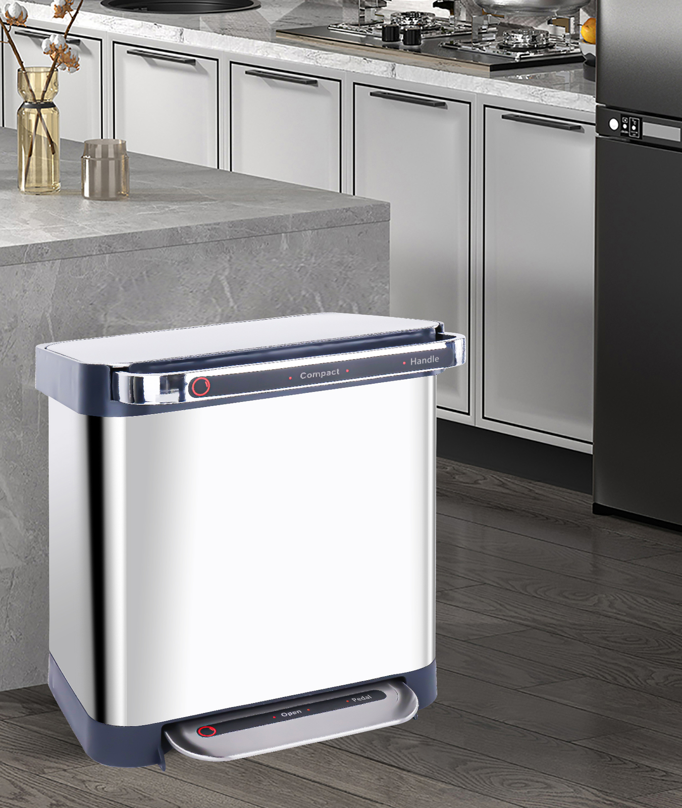 Fraser Country 30L Trash Compactor Rubbish Bin Silver at Mighty Ape NZ