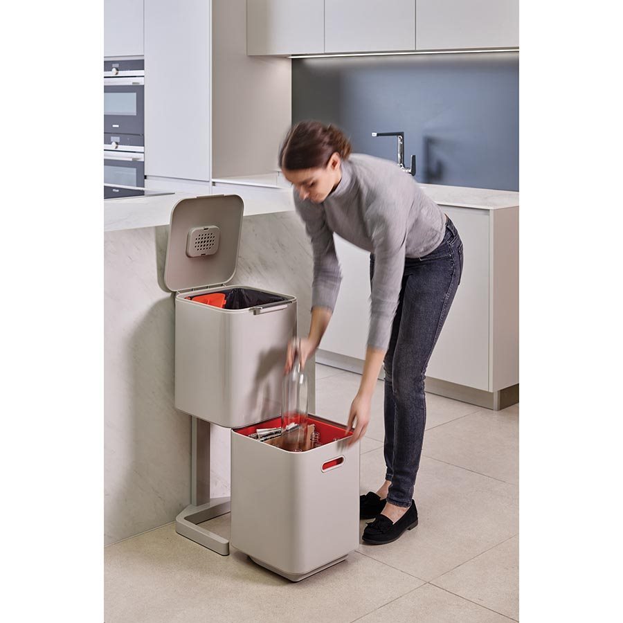 Joseph Joseph Totem Compact Rubbish/Recycling Bin Stone (40L) at
