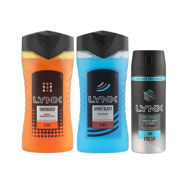 Lynx Energised Washbag Gift Set 3 Piece