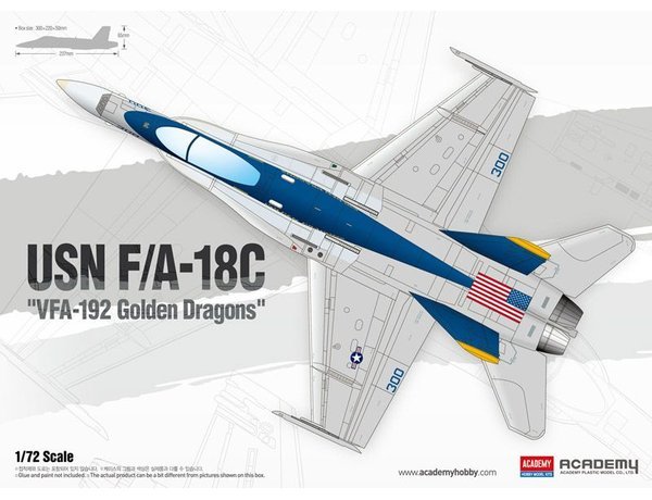 Academy 1/72 USN F/A-18c Golden Dragons – Scale Model