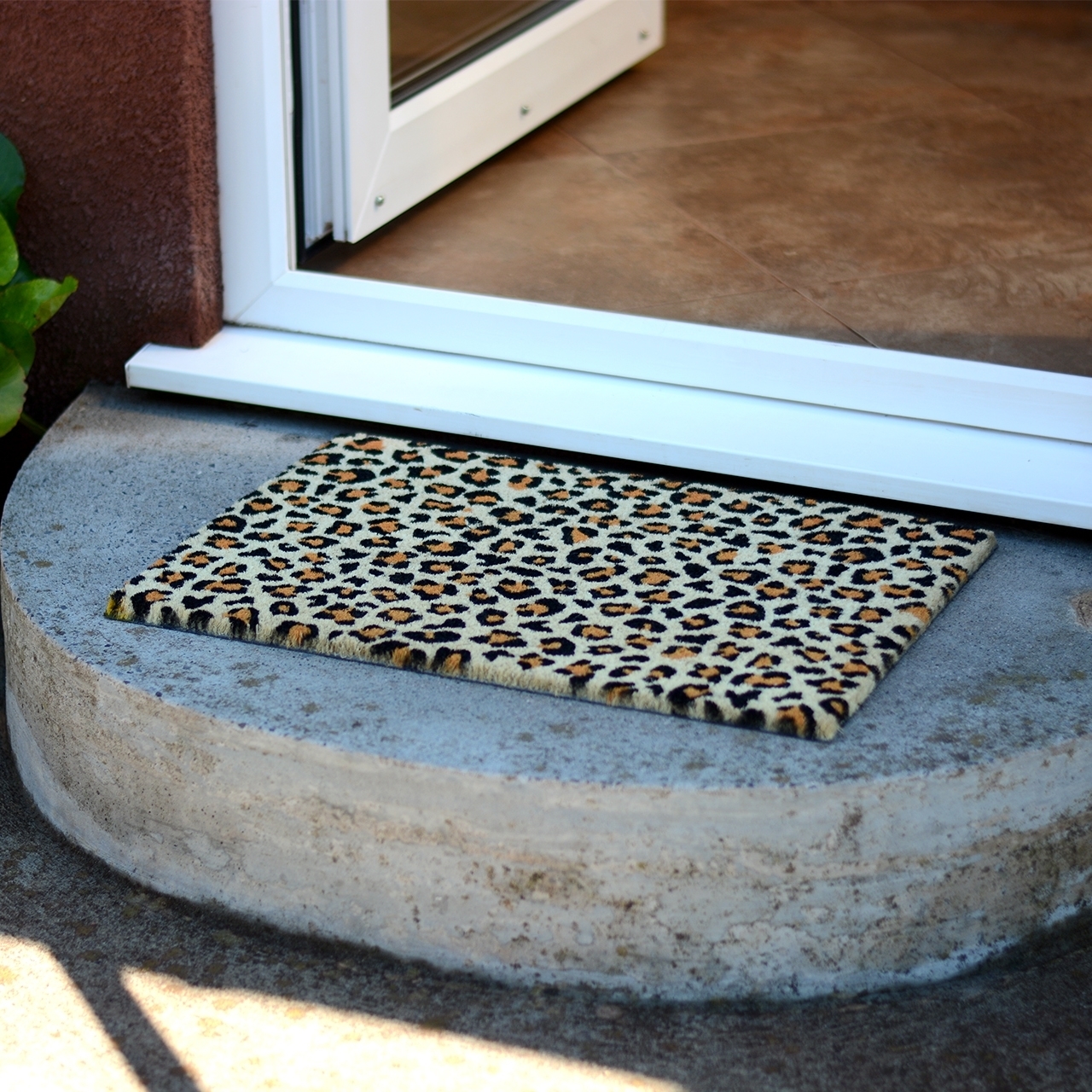 Leopard Print Funky Front Coir Doormat at Mighty Ape NZ
