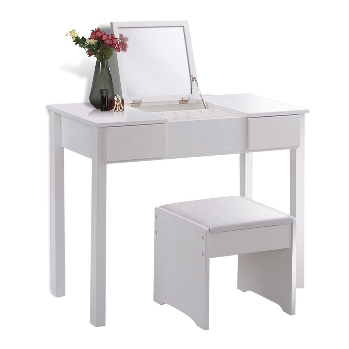 Dressing Table Set with Mirror & Stool image