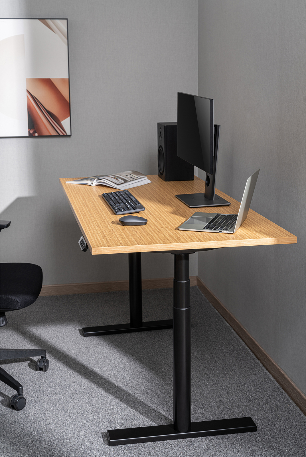 Buy Gorilla Office Height Adjustable Desk Black/Oak at Mighty Ape NZ