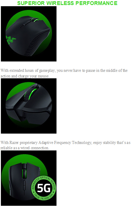 Razer Mamba Wireless Gaming Mouse on PC