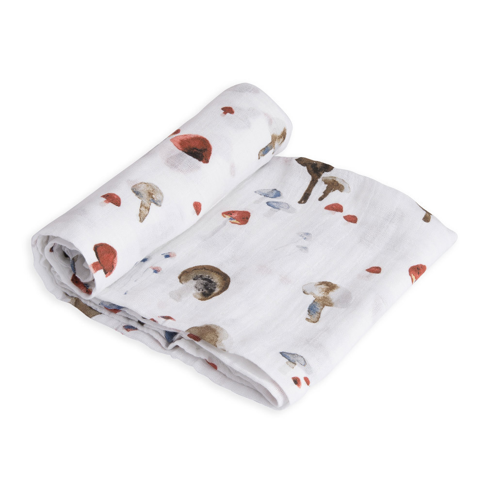 Little Unicorn: Cotton Muslin Swaddle - Mushroom (Single)