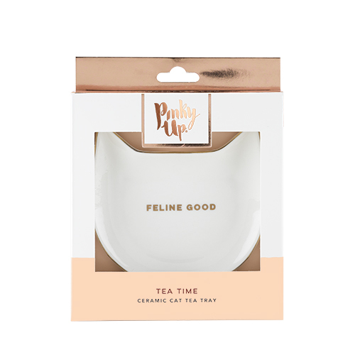 Pinky Up: Feline Good - White Cat Tea Bag Tray image