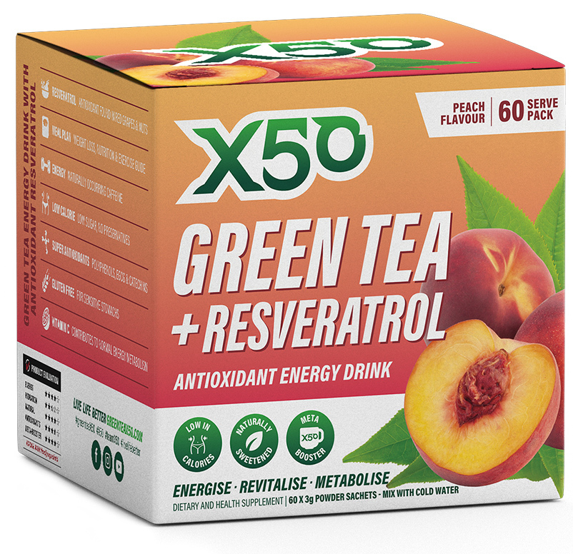 Green Tea X50 + Resveratrol - Peach (60 Sachets) image