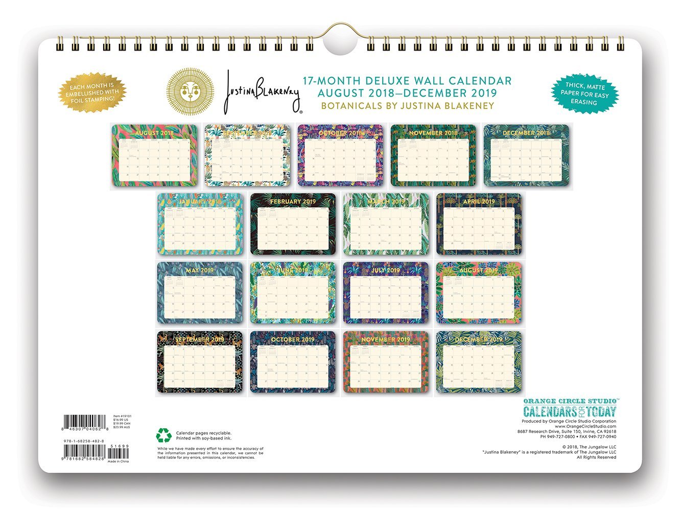 Justina Blakeney: Botanicals 2019 Wall Calendar image