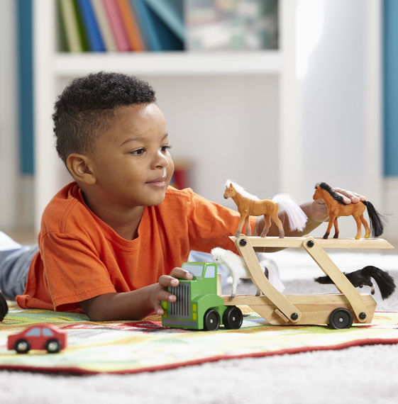 Melissa & Doug: Wooden Car Carrier Truck image