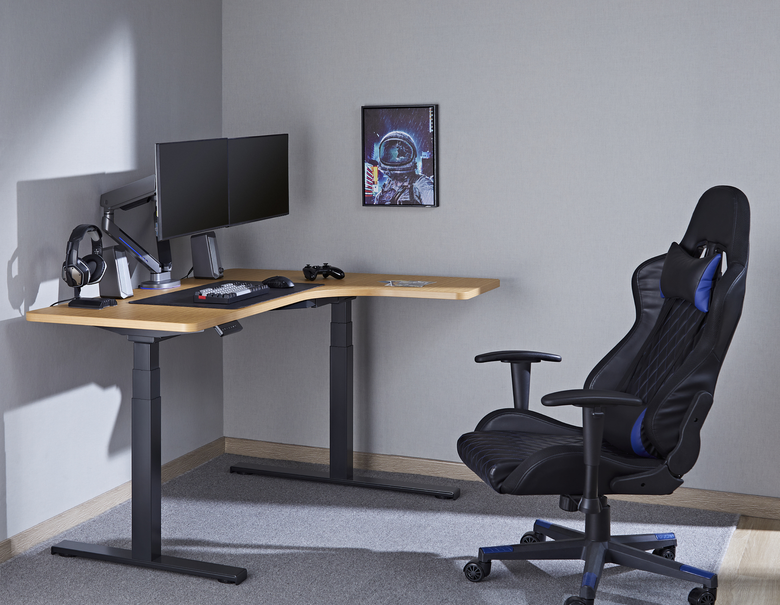 Buy Gorilla Office Height Adjustable Desk Black/Oak at Mighty Ape NZ