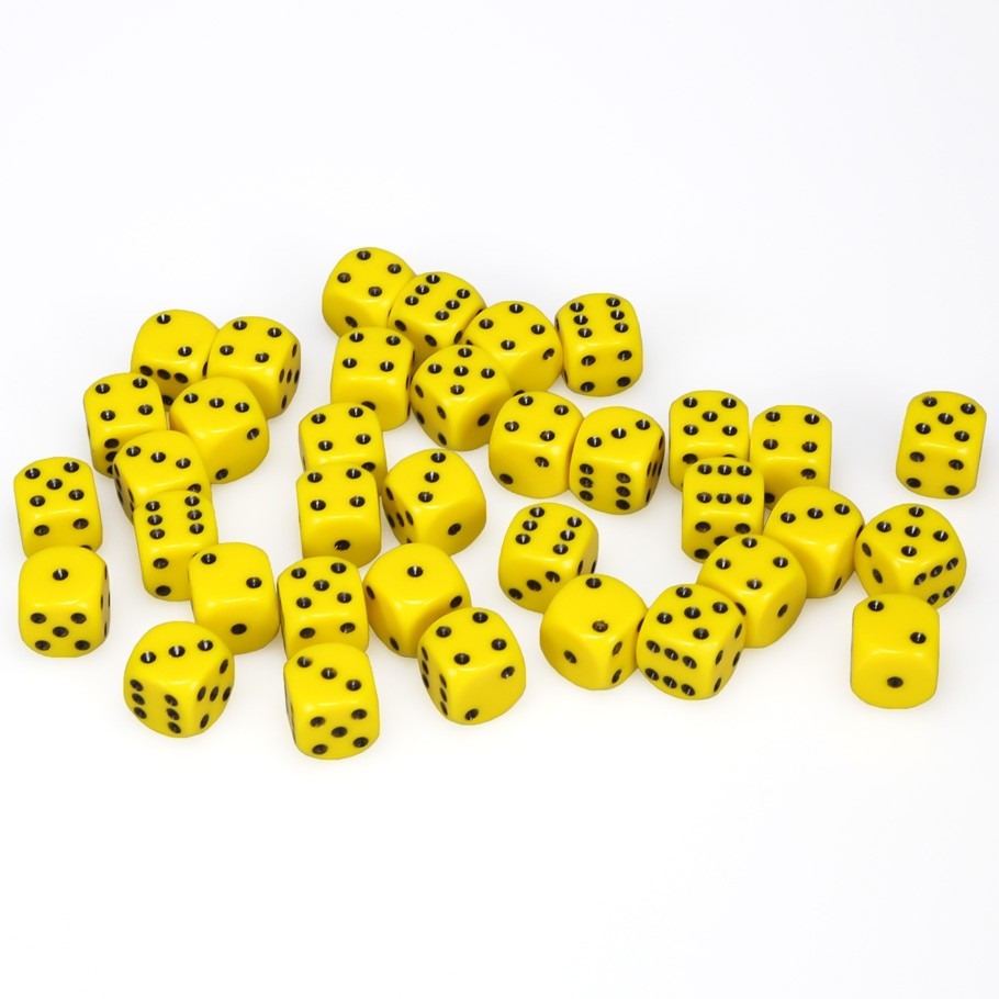 Chessex: D6 Opaque Cube Set (12mm) - Yellow/Black