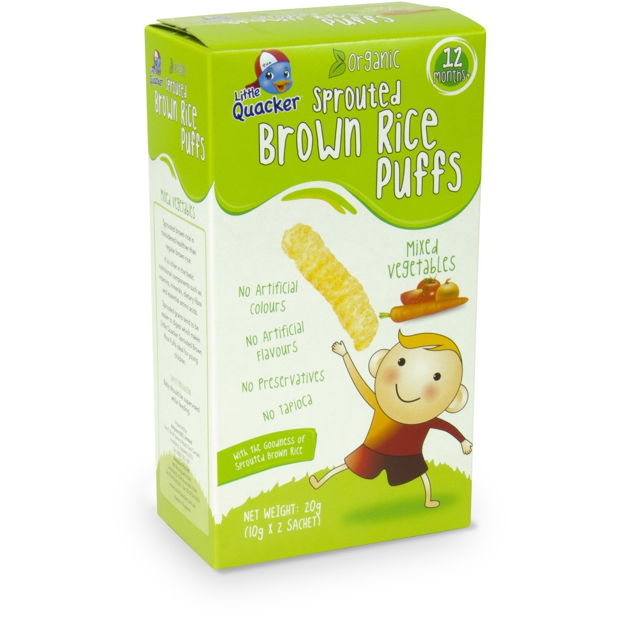 Little Quacker: Sprouted Brown Rice Puffs - Mixed Vegetables (20g) image