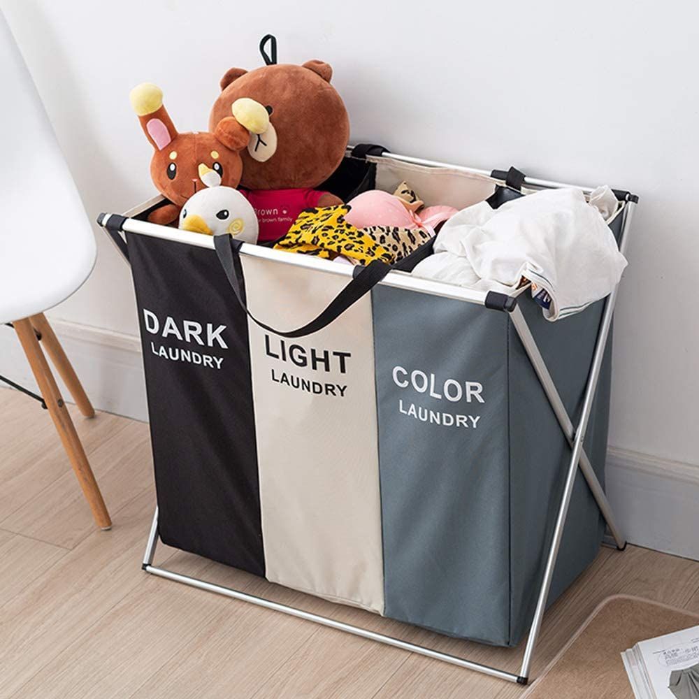 Triple Folding Fabric Laundry Basket image