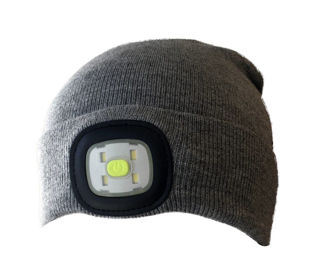 LED Beanie: High Power Waterproof Beanie (Light Grey)