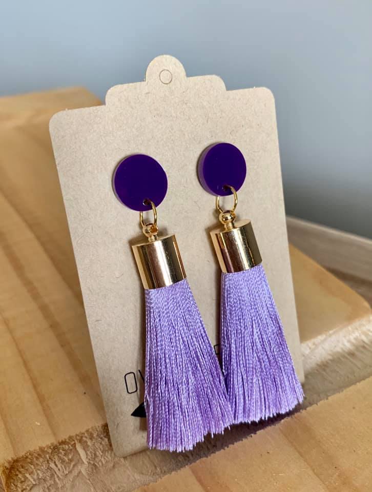 Over the Ditch: Tassel Earrings - Violet image