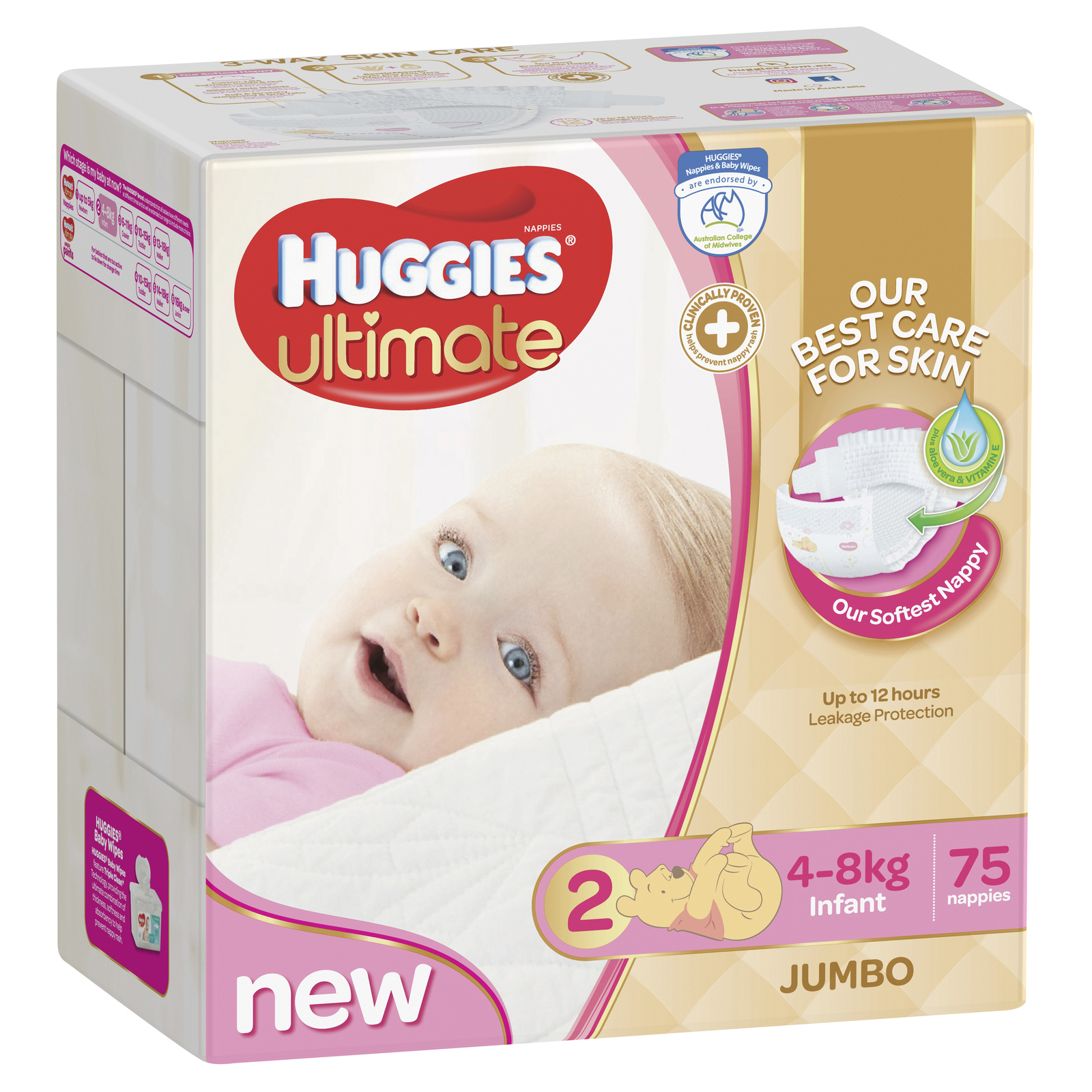 Huggies Ultimate Nappies: Jumbo Pack - Infant Girl 4-8kg (75) image