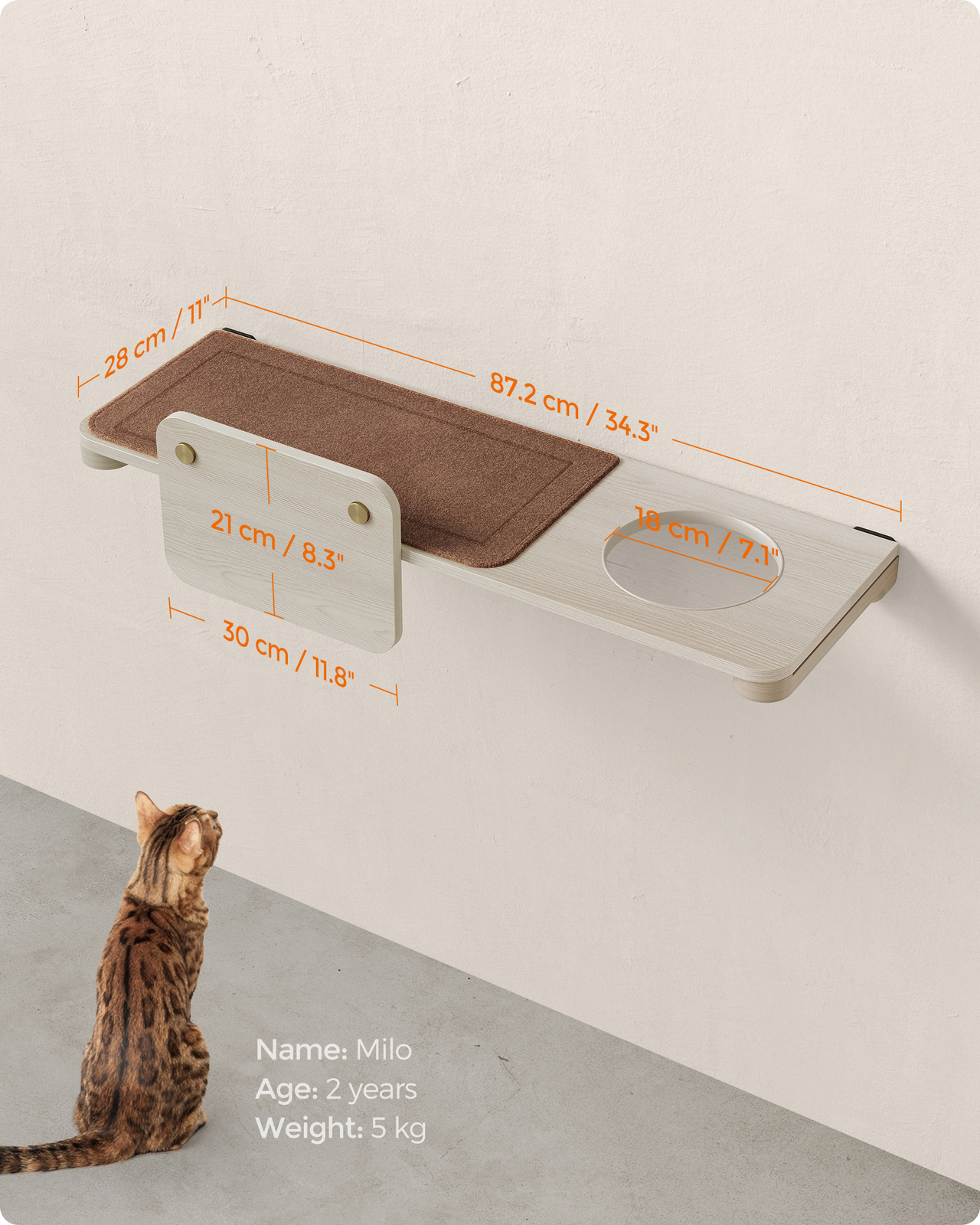Buy Feandrea Clickat Wall Mounted Large Cat Shelf at Mighty Ape NZ